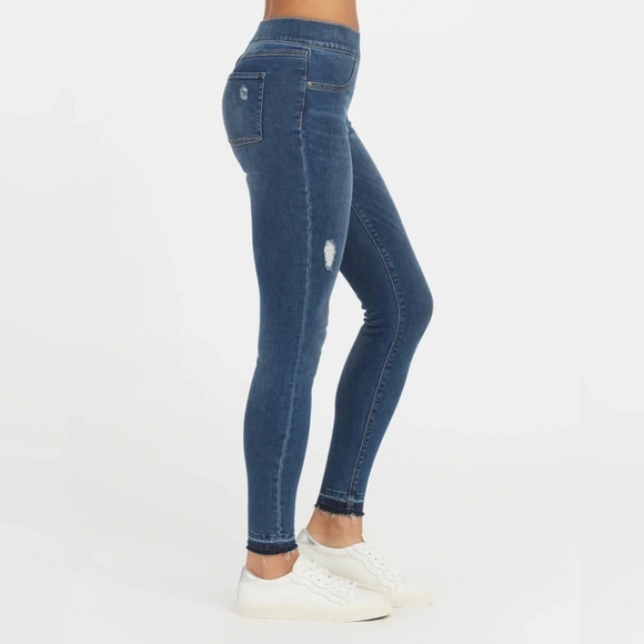 Spanx Distressed Ankle Skinny Jeans Medium Wash - Picture 4 of 10